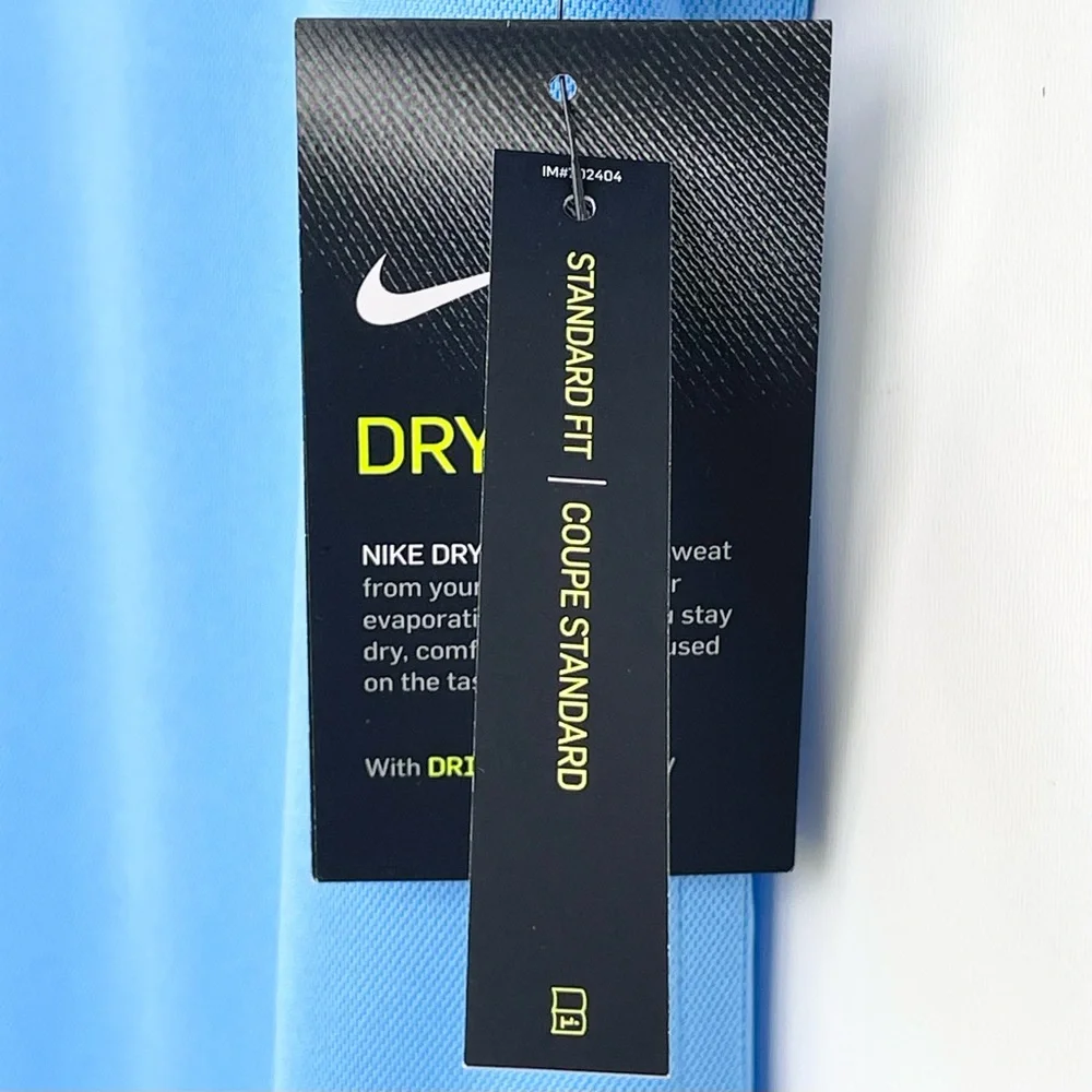 Nike Golf Polo Shirt Ladies  S Dri Fit Technology Logo Blue Standard Fit - Picture 10 of 14